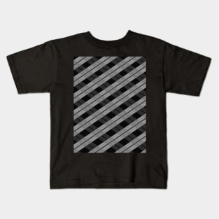 Crossed checked black tone pattern Kids T-Shirt